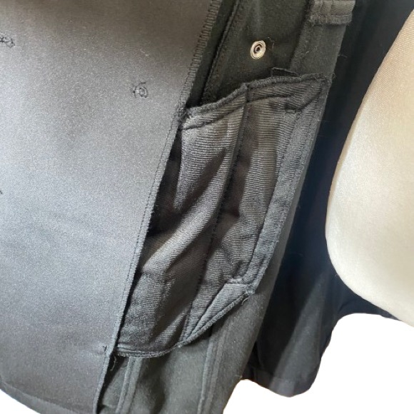 Classic Black Double-Breasted Trench Coat with Hood Water Resistant & Wind Proof - Picture 7 of 16